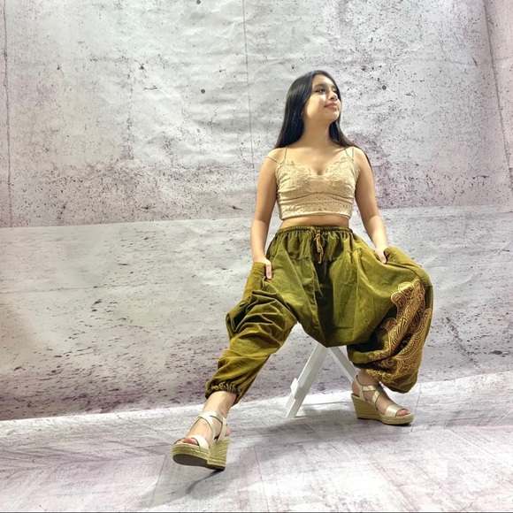 Handmade Stobewashed Ohm Prints Harem Styled Pants - Picture 6 of 7